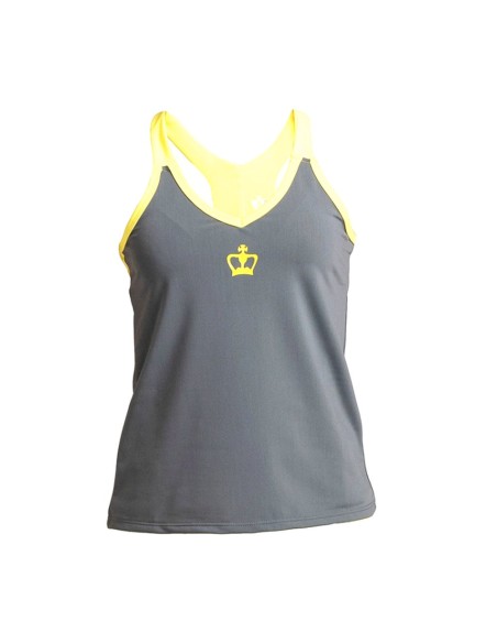 Camiseta Black Crown Helsinki Gris Amarillo Mujer | Ofertas de pádel